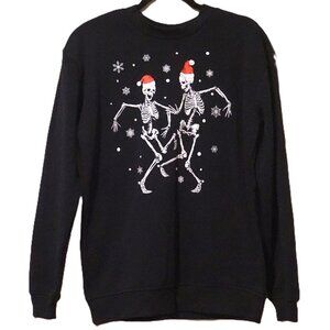 Better / Together Black Dancing Skeletons with Santa Hats Sweatshirt Men’s XL
